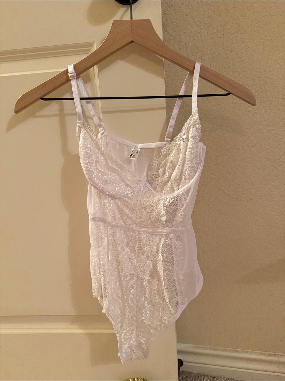 Fashion Nova White Lace Chemise Bodysuit